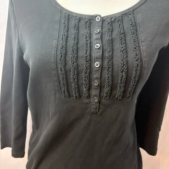 Jones New York Black Button-Down Top with Accents - Picture 3 of 9